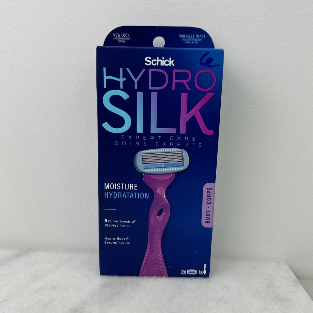 Schick Hydro Silk Expert Care Moisture Hydration Razor Handle + 2 Cartridges New